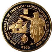 500 Dollars - Elizabeth II Christopher Columbus; Gold Proof, United Kingdom, 2007 reverse image