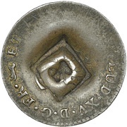 1½ Pence Black Dog; H countermark on French Metropolitan 2 Sols obverse image