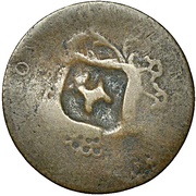 1½ Pence Black Dog; H countermark on French Sous Marques reverse image
