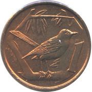1 Cent - Elizabeth II 3rd portrait; non-magnetic, United Kingdom, 1987-1990 reverse image