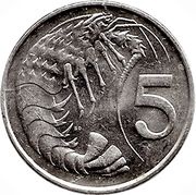 5 Cents - Elizabeth II 3rd portrait, United Kingdom, 1987-1990 reverse image