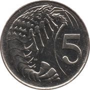 5 Cents - Elizabeth II 3rd portrait; magnetic reverse image