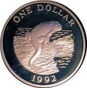 1 Dollar - Elizabeth II Iguana, United Kingdom, 1992 reverse image