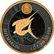 1 Dollar - Elizabeth II Marlin; Black and Gold, United Kingdom, 2017 reverse image