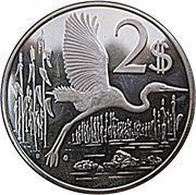 2 Dollars - Elizabeth II 2nd portrait; silver, United Kingdom, 1972-1986 reverse image