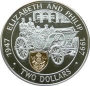 2 Dollars - Elizabeth II Golden Wedding, United Kingdom, 1997 reverse image