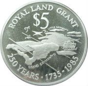 5 Dollars - Elizabeth II Royal Land Grant, United Kingdom, 1985 reverse image