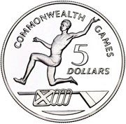 5 Dollars - Elizabeth II Commonwealth Games; Silver Proof issue, United Kingdom, 1986 reverse image