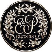 5 Dollars - Elizabeth II Wedding anniversary, United Kingdom, 1987 reverse image