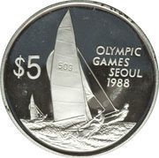 5 Dollars - Elizabeth II Olympics, United Kingdom, 1988 reverse image