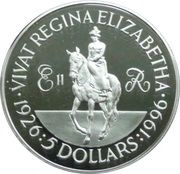 5 Dollars - Elizabeth II Queen Elizabeth on Horseback, United Kingdom, 1996 reverse image
