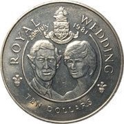 10 Dollars - Elizabeth II Royal Wedding, United Kingdom, 1981 reverse image