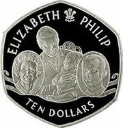 10 Dollars - Elizabeth II Diamond Wedding Anniversary - The Royal Family, United Kingdom, 2007 reverse image