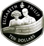10 Dollars - Elizabeth II Diamond Wedding Anniversary - Elizabeth and Philip, United Kingdom, 2007 reverse image