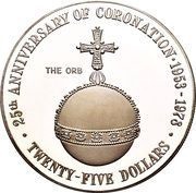 25 Dollars - Elizabeth II Coronation Jubilee - The Orb, United Kingdom, 1978 reverse image