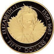 50 Dollars - Elizabeth II Queen Elizabeth I, United Kingdom, 1977 reverse image