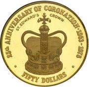 50 Dollars - Elizabeth II St. Edwards Crown, United Kingdom, 1978 reverse image