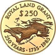 250 Dollars - Elizabeth II Royal Land Grant, United Kingdom, 1985 reverse image