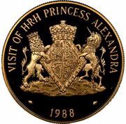 250 Dollars - Elizabeth II Visit of Princess Alexandra, United Kingdom, 1988 reverse image