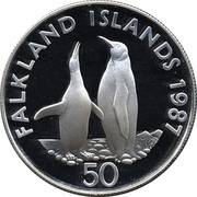 50 Pence - Elizabeth II WWF; Silver Proof Issue, United Kingdom, 1987 reverse image