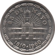 1 Peso May Revolution, Argentina, 1960 reverse image