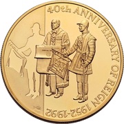50 Pence - Elizabeth II 40th Anniversary-Reign of Queen Elizabeth II; Gold Proof, United Kingdom, 1992 reverse image