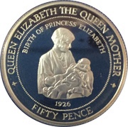 50 Pence - Elizabeth II Birth Princess Elizabeth, United Kingdom, 1997 reverse image