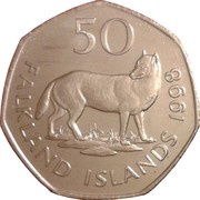 50 Pence - Elizabeth II 2nd portrait; small type, United Kingdom, 1998-1999 reverse image