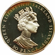 50 Pence - Elizabeth II USS Winston Churchill; Silver proof issue obverse image