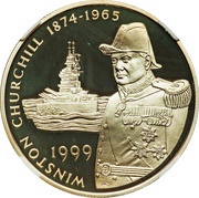 50 Pence - Elizabeth II USS Winston Churchill; Silver proof issue, United Kingdom, 1999 reverse image