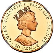 50 Pence - Elizabeth II USS Winston Churchill; Gold proof issue obverse image