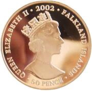 50 Pence - Elizabeth II Queen on horse; Colored obverse image