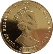 50 Pence - Elizabeth II Queen on horse; Silver Proof; Colored obverse image