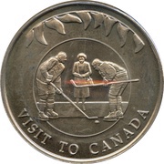 50 Pence - Elizabeth II Queen Elizabeth and two hockey players, United Kingdom, 2002 reverse image