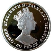 50 Pence - Elizabeth II Queen Mother; silver obverse image
