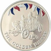 50 Pence - Elizabeth II Coronation coach; Silver Proof; Piedfort, United Kingdom, 2002 reverse image