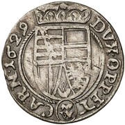 3 Kreuzers - Karl Eusebius von Liechtenstein, Bohemia, 1629 reverse image