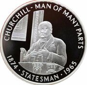 50 Pence - Elizabeth II Churchill - Statesman; Silver Proof, United Kingdom, 2005 reverse image