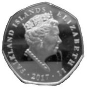 50 Pence - Elizabeth II Gentoo Penguin-coloured obverse image