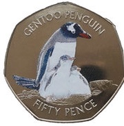 50 Pence - Elizabeth II Gentoo Penguin-coloured, United Kingdom, 2017 reverse image
