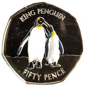 50 Pence - Elizabeth II King Penguin-coloured, United Kingdom, 2017 reverse image