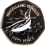 50 Pence - Elizabeth II Magellanic Penguin-coloured, United Kingdom, 2017 reverse image