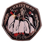 50 Pence - Elizabeth II Penguin Carol-singers-coloured, United Kingdom, 2017 reverse image