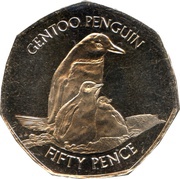 50 Pence - Elizabeth II Gentoo Penguin, United Kingdom, 2017-2021 reverse image