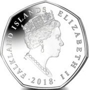 50 Pence - Elizabeth II Gentoo Penguin; Coloured obverse image