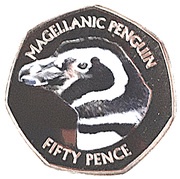 50 Pence - Elizabeth II Magellanic Penguin; Coloured, United Kingdom, 2018 reverse image