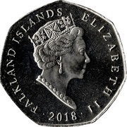 50 Pence - Elizabeth II Southern Rockhopper; Coloured obverse image