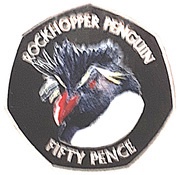50 Pence - Elizabeth II Southern Rockhopper; Coloured, United Kingdom, 2018 reverse image