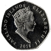 50 Pence - Elizabeth II Macaroni Penguin; Coloured obverse image