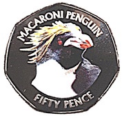 50 Pence - Elizabeth II Macaroni Penguin; Coloured, United Kingdom, 2018 reverse image